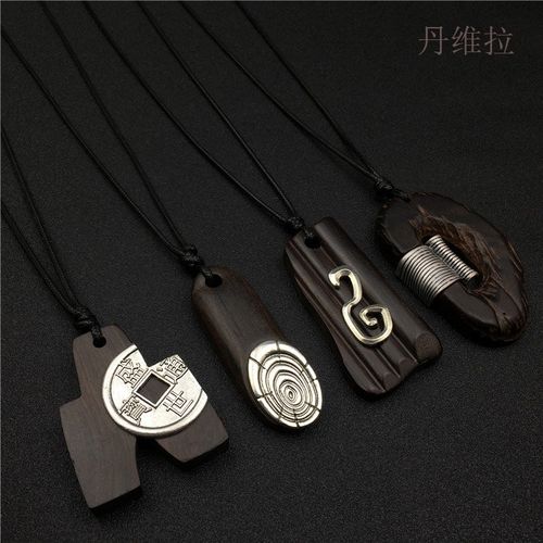 简约复古黑檀吊坠项链长款男女装饰毛衣链挂件木质个性创意礼品夏