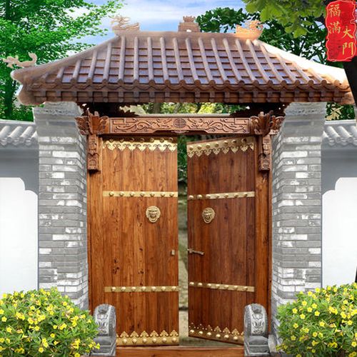 大门入户门实木仿古庭院大门js01中式民宿门楼复古门实木围墙入户门