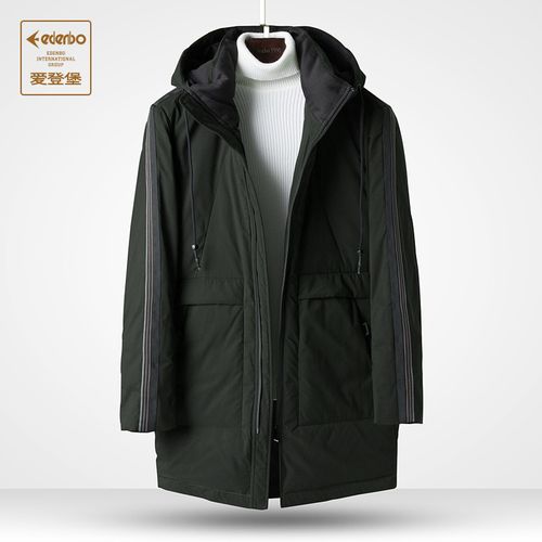 爱登堡男装冬季新款羽绒服男中长款时尚连帽加厚保暖羽绒外套男潮