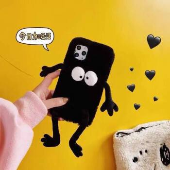 苹果11手机壳煤球精灵11promax毛绒iphone6s/7/8plus女xr防摔xs套