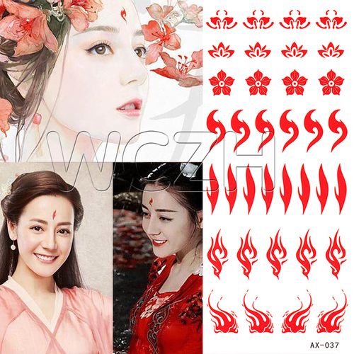 眉心纹身贴纸防水女持久三生三世凤九额头贴凤尾花古装表演花佃