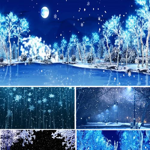 认真的雪配乐成品led动态视频唯美舞台雪花飘落 认真的雪背景视频