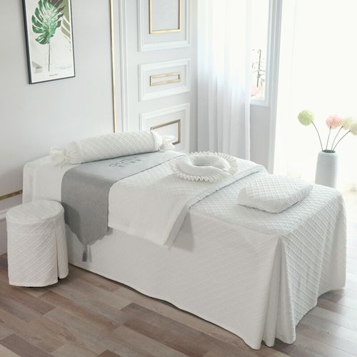 美容院床罩四件套轻奢大气美容床床单2022年新款简约纯色美容床品