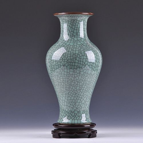 袁青阁陶瓷景德镇陶瓷器 仿古花瓶 高官窑碎瓷裂纹釉 客厅家居装饰品