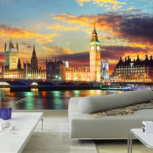 欧美建筑c风景伦敦塔桥定制壁画3d立体壁纸客厅沙发背墙纸