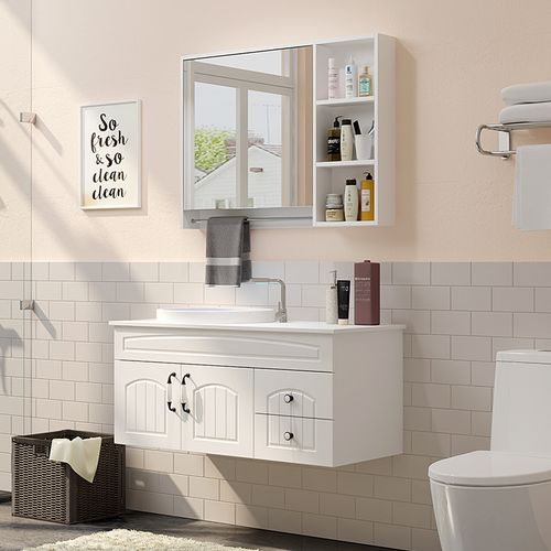 pvc洗手盆盆墙组合柜卫浴型洗手间浴室台上大户70板挂柜洗脸盆