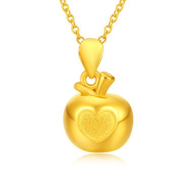 黄金项链女士足金苹果吊坠生日礼物女生送女友女朋友送老婆首饰品周年