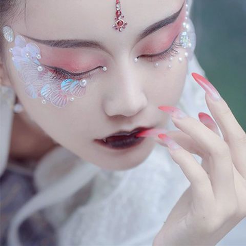 包邮网红幻彩贝壳人鱼龙女鲛人妆亮鳞片脸贴珠片古风汉服配饰珠片