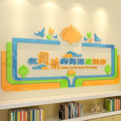 阅览室读区装饰图书角文化布置绘本馆学校幼儿园墙面墙贴画纸