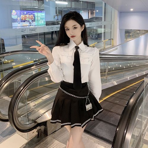 空姐jk制服秋冬足浴技师工作服套装白色衬衫辣妹纯欲