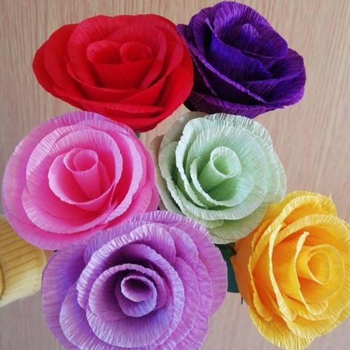 皱纹纸假花北京手工制作玫瑰花成品纸艺花学生交作业节日礼物