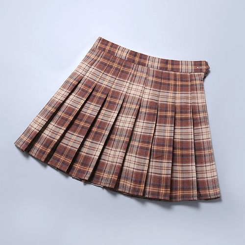 jk制服裙日系格裙百褶裙短裙半身裙女学院风格子裙学生裙子 拉链 搭扣
