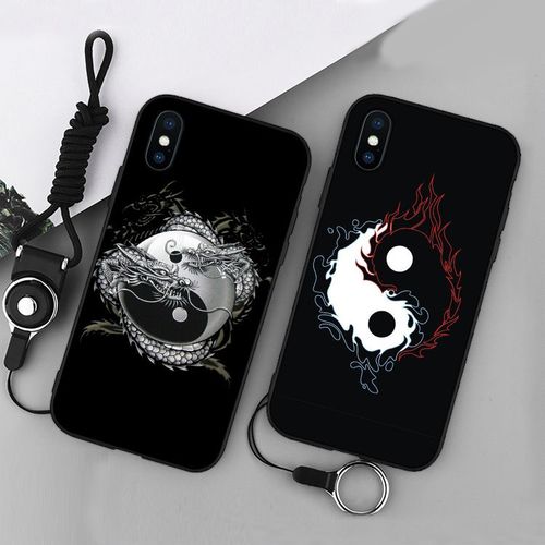 道教太极龙八卦iphone8手机壳xs max苹果6s挂绳xr磨砂7plus硅胶5s