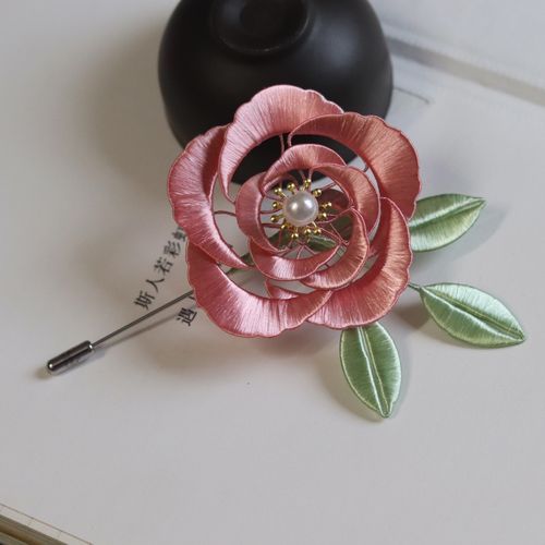 胸针缠花材料包新手diy旗袍胸花手工制作高亮绒线赠送教程