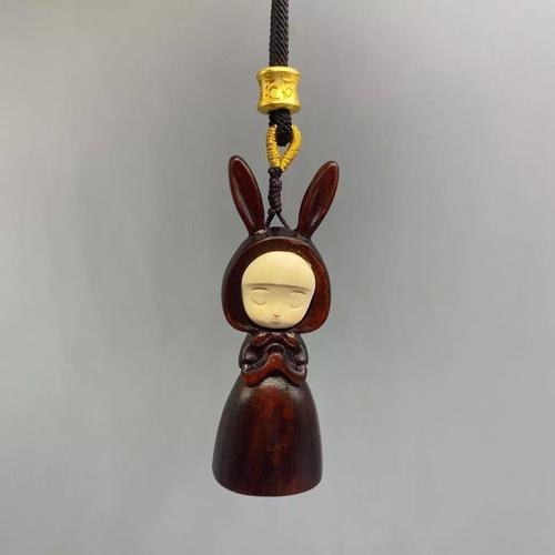 绿檀木紫檀木彩虹梦境兔挂件毛衣链实木可爱许愿兔小红帽卡通装饰