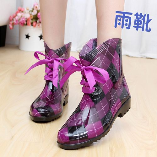 时尚雨鞋女潮流短筒水鞋四季外穿工作鞋韩版中筒防水防滑耐磨雨靴