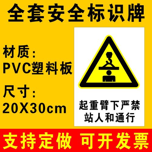 起重臂下严禁站人和通行标识牌警示牌提示牌安全标识牌警告标志建筑