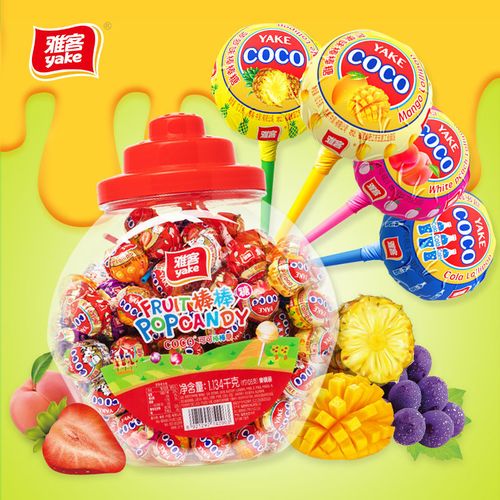 雅客棒棒糖水果味糖儿童少女小零食批发网红coco棒棒糖果210g袋装