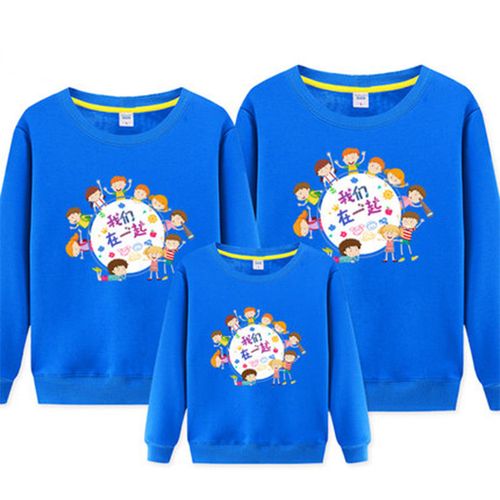 幼儿园亲子装秋装一家三口母女子圆领卫衣春秋运动会上衣卡通服装