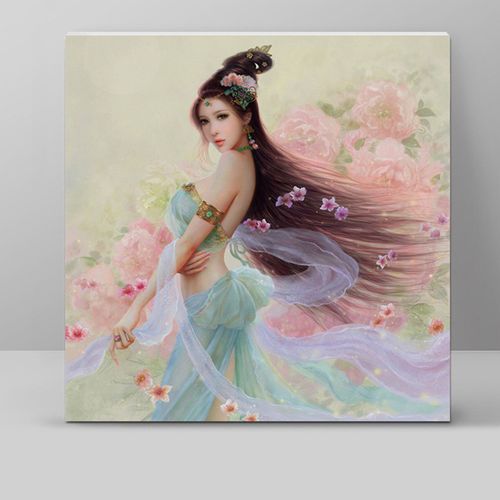 唯美钻石绣美女图卧室人物少女图钻石画古典美女满钻十字绣动漫