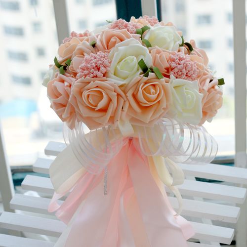 满天星粉葱纱手捧花 新娘手捧花结婚捧花婚纱照手捧送