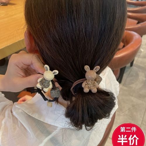 发饰女小熊高级感发绳淑女范气质大肠圈肥肠圈扎头发头绳发夹头饰
