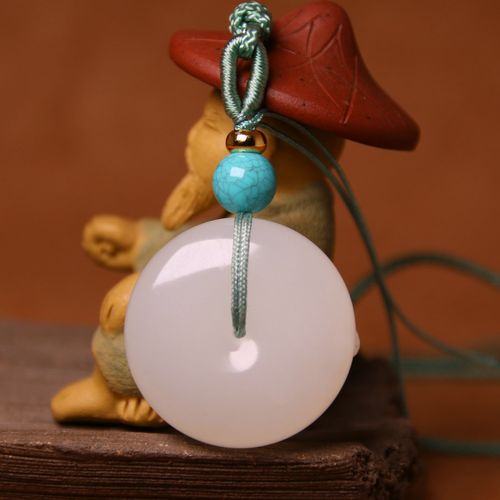 璞玉轩 天然新疆和田玉羊脂白玉平安扣玉坠玉佩 玉石挂坠吊坠挂件