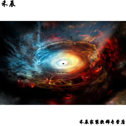 墙纸自粘 3d立体墙纸桌面贴画黑洞宇宙星空海报银河系