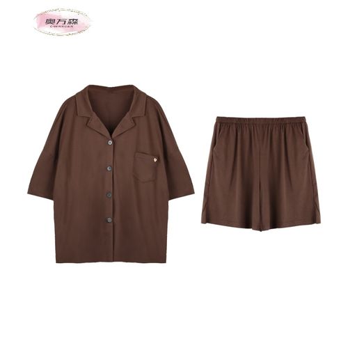 aowans情侣居家服休闲套装女夏季可外穿居家服短袖睡衣短裤情侣家居服