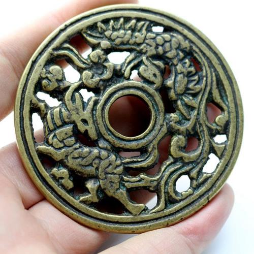 古玩古币铜钱老铜花钱异形特殊大镂空龙凤花钱纯铜黄铜花钱样品