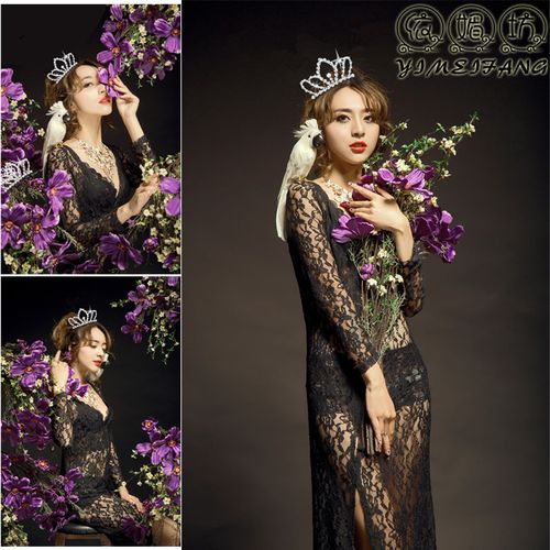 新款韩版影楼拍照服装时尚艺术照衣服个人写真服饰蕾丝连衣裙摄影