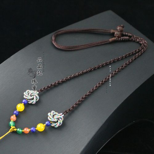 加粗加长男女手编项链绳翡翠蜜蜡紫檀木吊坠挂绳挂件绳调节毛衣链