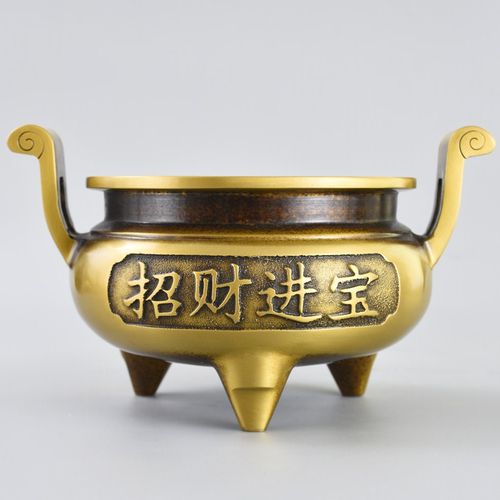 纯铜香炉家用室内供奉供佛香炉财神大号铜仿古香薰炉三足炉