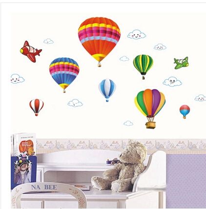 卡通动漫热气球墙贴纸儿童房幼儿园装饰宝宝卧室床头布置动物贴画