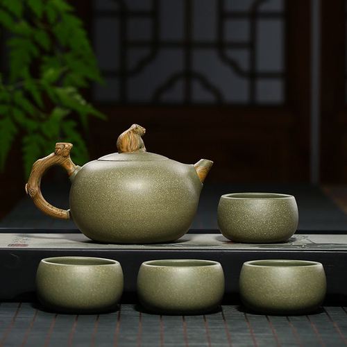 新款灵猴献瑞套壶套组原矿绿泥紫砂壶全手工茶壶茶具价格咨询客服