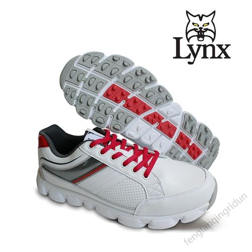 球鞋lynx品牌 运动 日本高尔夫球鞋 高尔夫 透气 白灰红 39