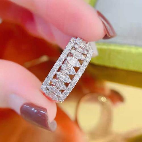 共约80分钻石排戒  天然钻石18k金小清新钻戒气质大气百搭款式