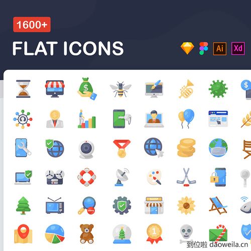 1600款精美平面图标合集 1600  flat icons pack