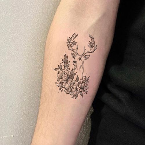 宝宝兔原创小鹿麋鹿纹身贴防水男女创意小清新仿真刺青贴纸