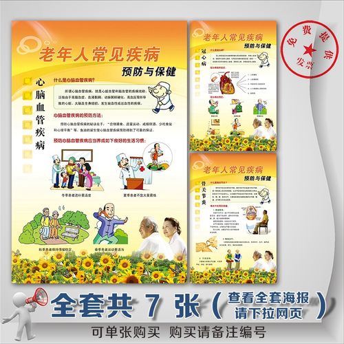老年人身体保健知识科普挂图 医院健康文化海报 养老院展板宣传画
