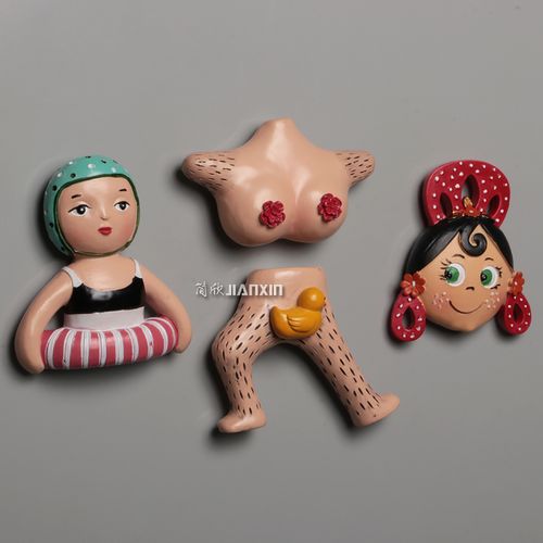 个性创意搞怪人物冰箱贴磁贴文创西班牙女郎立体冰箱