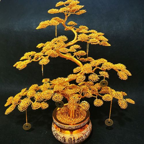 铜丝工艺品 铜丝摇钱树手工铜丝发财树创意金属丝编织手工艺品自制