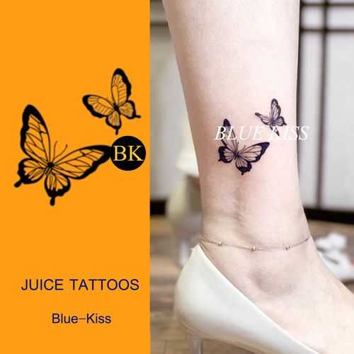 bluekiss蓝吻 飞舞蝴蝶 ins风脚踝纹身贴草本果汁持久防水男女潮
