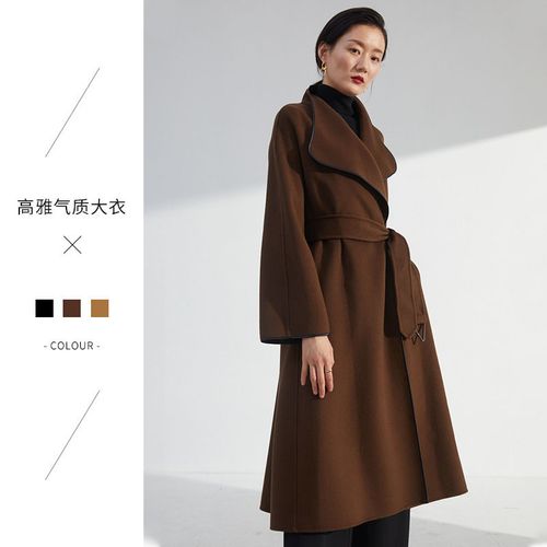 双面羊绒大衣女秋冬毛呢大衣女双面呢子大衣中长款风衣外套女