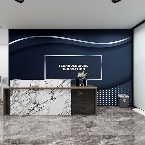 3d简约公司前台背景墙纸科技感电竞馆健身房工业风办公室logo壁纸