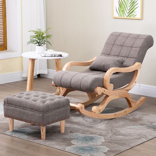 北欧实木摇椅躺椅懒人休闲椅客厅阳台老人午睡椅逍遥椅家用摇摇椅