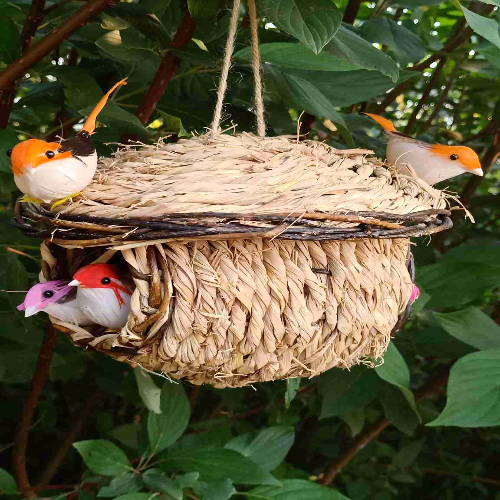 鸟窝纯手工编制鸟窝鸟巢双口创意编制户外装饰