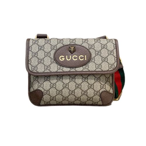 gucci/古驰小号老花色双面虎头腰包邮差包/99新