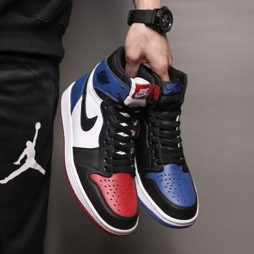 高帮男鞋篮球鞋aj板鞋男女潮鞋aj联名变色龙扣碎情侣鞋 aj1红蓝鸳鸯