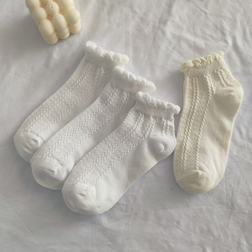 花边泡泡袜子女春秋学生制服白色jk可爱日系lolita夏季薄款棉袜